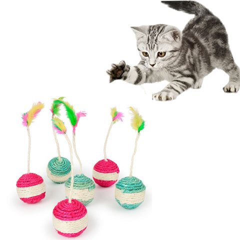 Cat Toy Rolling Scratching Feather Ball