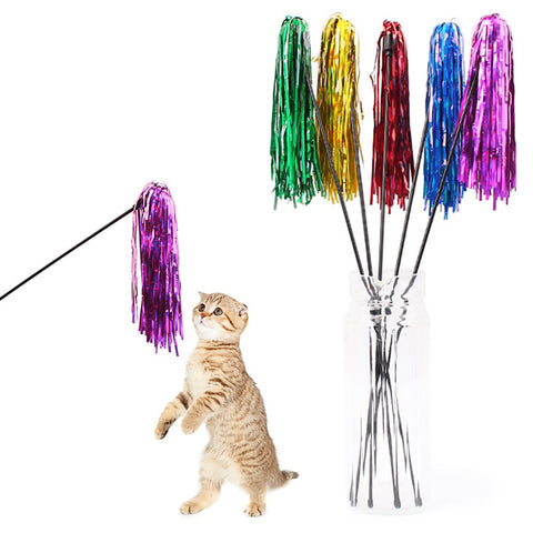 Cat Toy Rod With Colour Feather