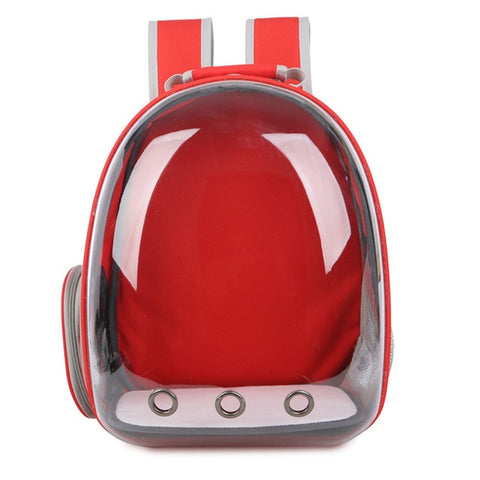 Pet Transparent Travel Backpack Capsule Red